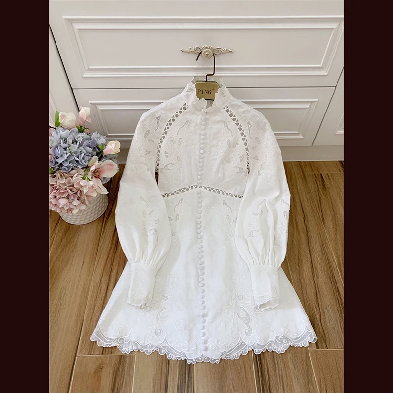Осень, vestidos de lino de las mujeres de manga completa bordado ahueca hacia fuera, сексуальное платье, fiesta Robe