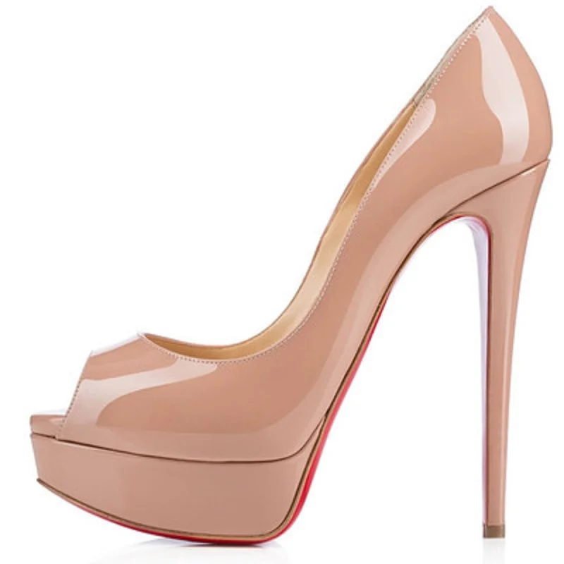 

New red bottom fish mouth high heels famous designer brand stiletto heels European and American sexy open toe women's shoes