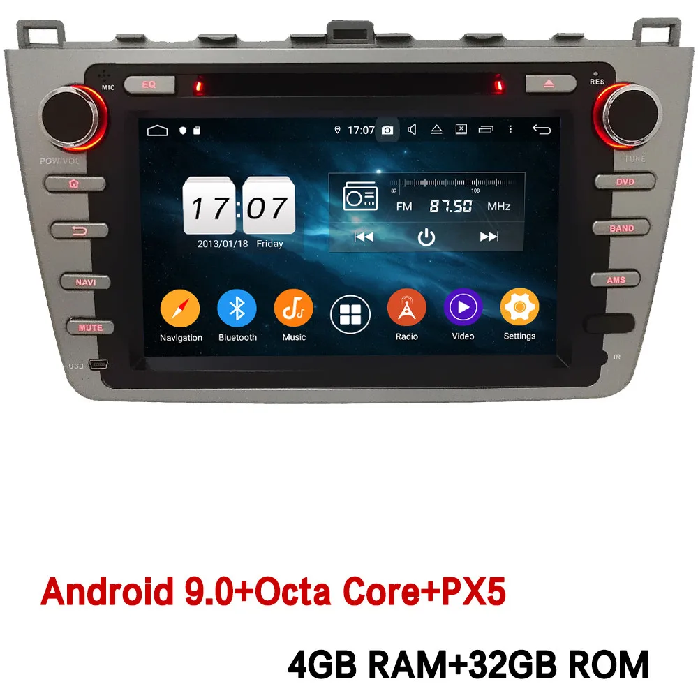 4GB RAM x 32GB ROM Klyde ips 4G wifi Android 9 Восьмиядерный 4 Гб ОЗУ 64 Гб ПЗУ BT DSP автомобильный DVD мультимедийный плеер радио для Mazda 6 Ультра Ruiyi 2008 - Цвет: 4GB RAM x 32GB ROM