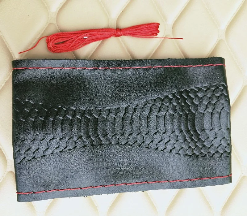 DIY натуральная кожа чехол рулевого колеса автомобиля мягкая воловья оплетка Автомобильная стрелка нить 38 см рулевое колесо аксессуары для интерьера