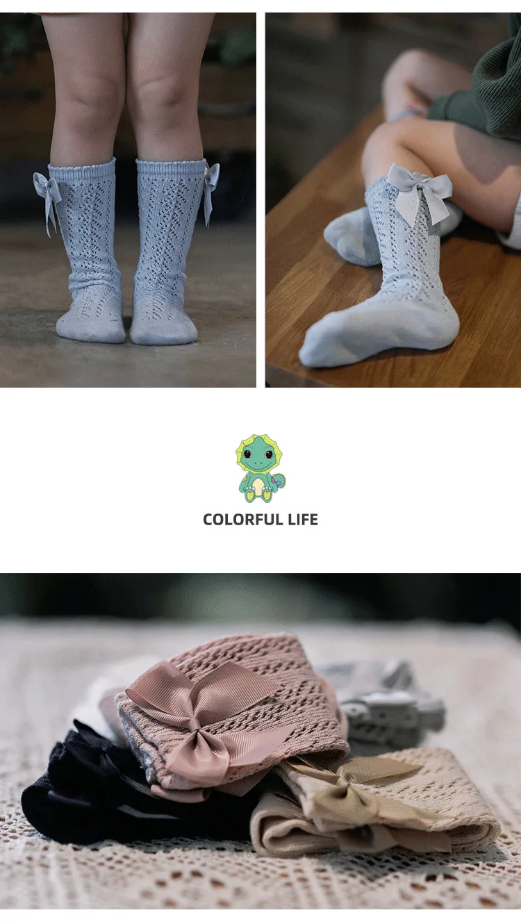 New Summer Baby Socks With Bow Toddlers Girls Long Knee High Sock Soft Cotton Hollow Out Kids Mesh Princess Socks For 0-5Years New Summer Baby Socks With Bow Toddlers Girls Long Knee High Sock Soft Cotton Hollow Out Kids Mesh Princess Socks For 0-5Years