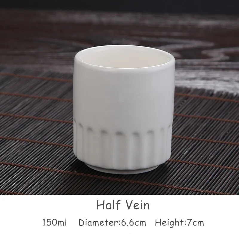 Half Vein Классические белые керамические чайные чашки, китайская чайная чашка, фарфоровая чашка для молока, кофе, сока, вина, оригинальная посуда для напитков - Цвет: Half Vein