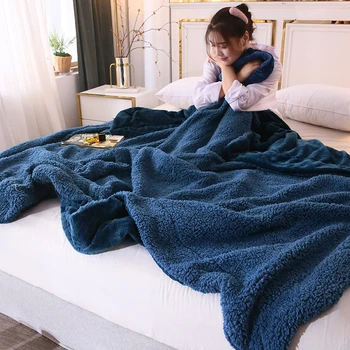 

Thicken Double-sided Coral Velvet Bedding Blanket AB Version Cashmere Winter Warm Couch Bed Throw Blanket 150x200cm Nap Blanket