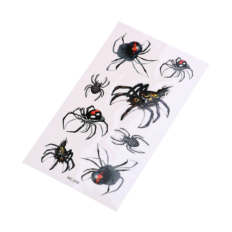 5Pcs Waterproof Temporary Tattoo Sticker Spider Transfer Cool Body Art Decor Halloween Masquerade Party Gift