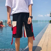 Красивые летние мужские шорты Карго из хлопка с несколькими карманами, мужские шорты для бега в стиле хип-хоп, уличные повседневные мужские шорты в стиле пэчворк