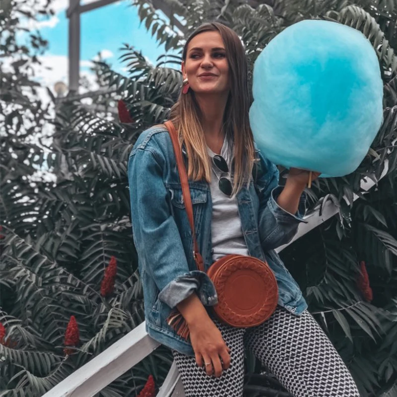  Woman Round Casual Shoulder Bag Female Adjustable Braided Tassel Small Round Bag Lady Versatile Fun - 33004118843