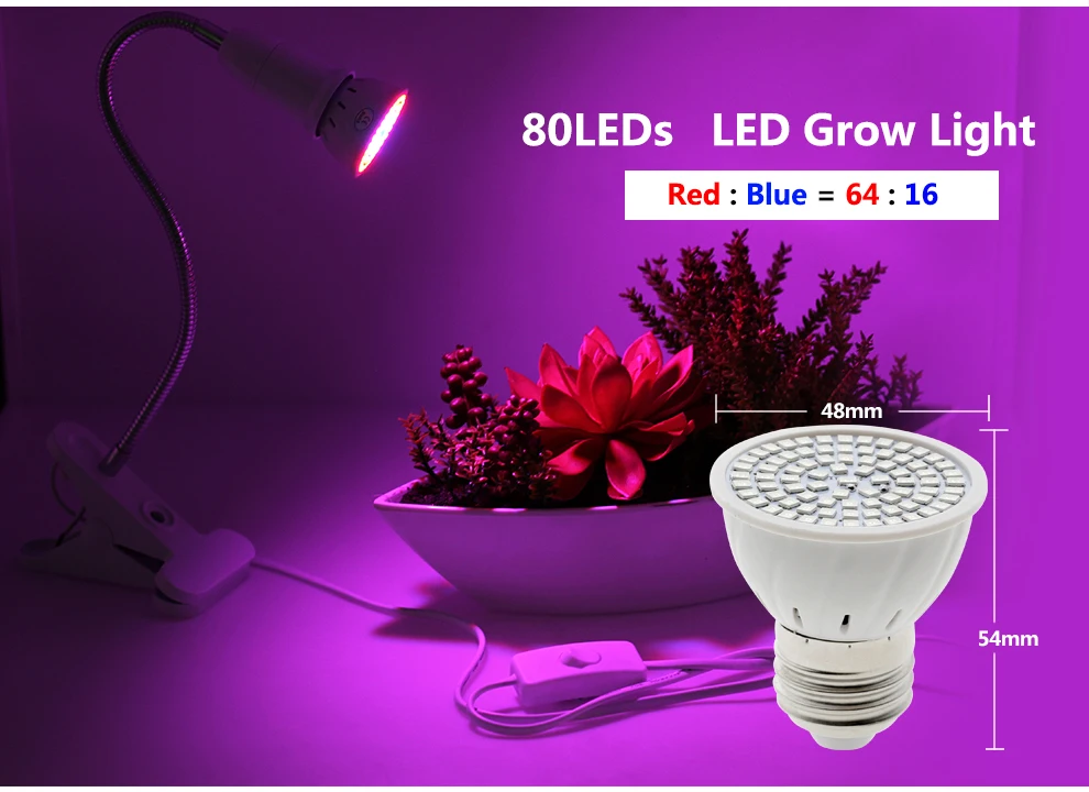 LED Grow Light E27 220V 80 200 290 LEDs Plant Growth Light Bulb For Indoor Garden Plants Flower Growing Lighting.