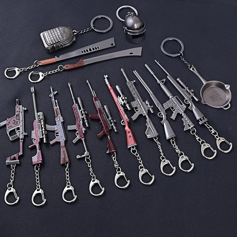 

Game PUBG Keychain Playerunknown Battlefield Cosplay Props Key Chain llaveros 98K AWM Mini Pendant For Fans 10CM Gifts Key ring