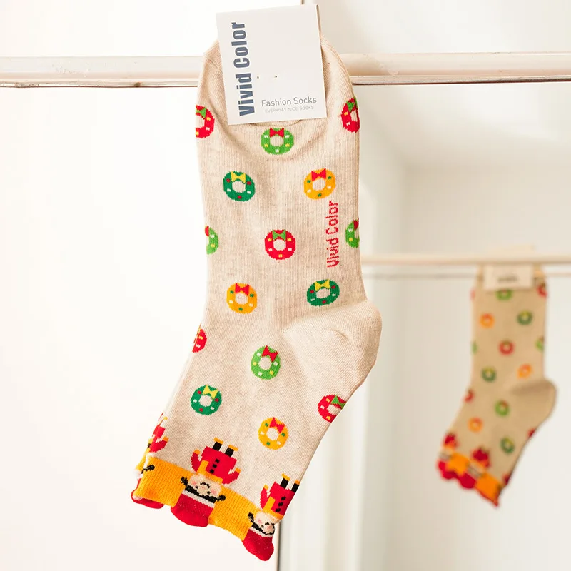 Хлопковые носки с изображением Микки из мультфильма Диснея; сезон осень-зима; рождественские носки Санта-Клауса с изображением снежного лося; подарок; теплые женские носки; рождественские носки - Цвет: SD1-3