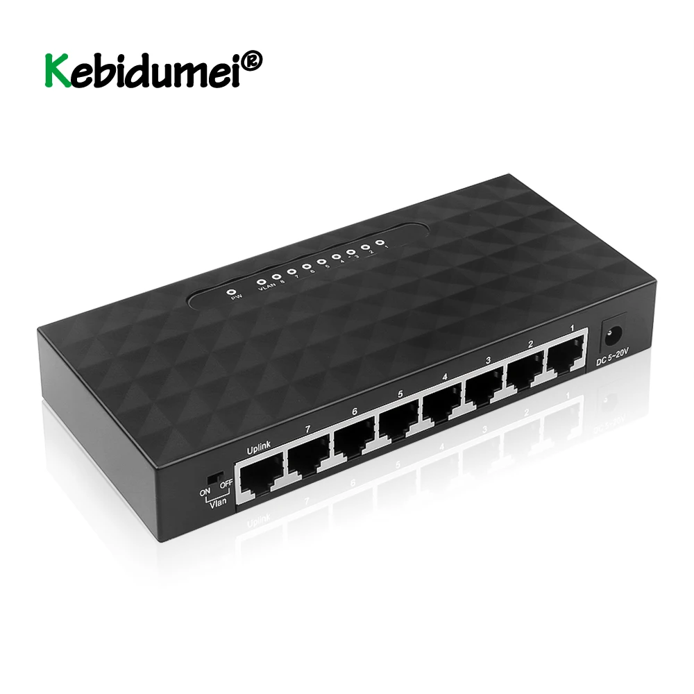8 портов гигабитный коммутатор Настольный RJ45 Ethernet 1000 Мбит/с Lan концентратор