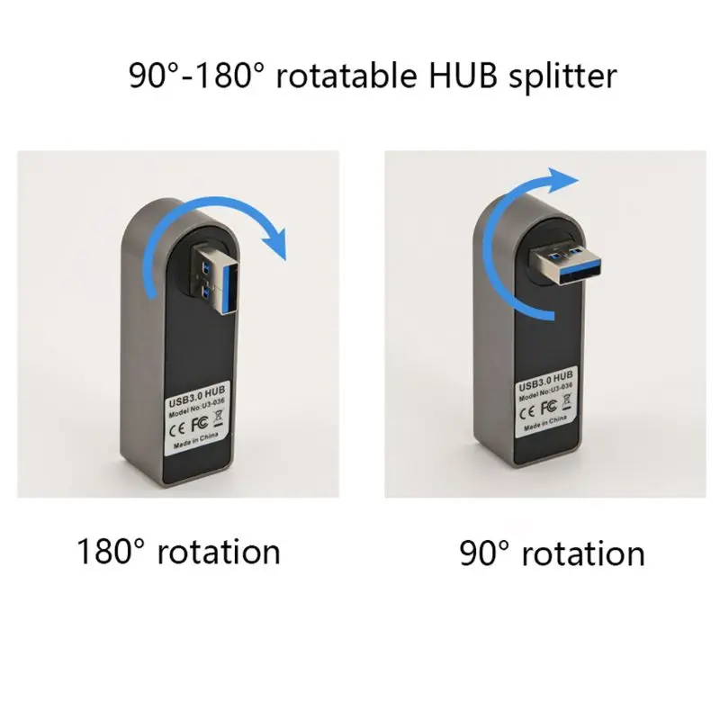 Алюминиевый сплав мини 3 порта USB 3,0 концентратор поворотный USB разветвитель адаптер для ПК ноутбук