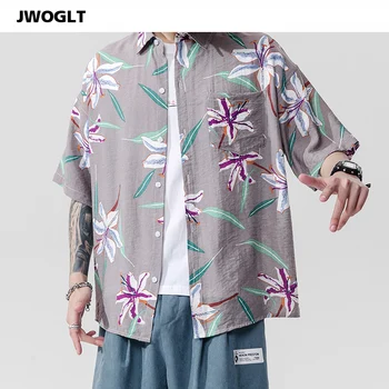 

Summer Fashion Tropical Loose Casual Mens Shirts Floral Printed Short Sleeve Buttom Down Hawaiian Shirt 4XL 5XL