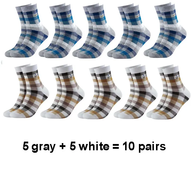 5 gray 5 white PEIR POLO, мужские носки из чесаного хлопка, модные, цветные, квадратные, счастливые носки, мужские, Осень-зима, Harajuku, Компрессионные носки, Size39-45 - Цвет: 5 gray 5 white