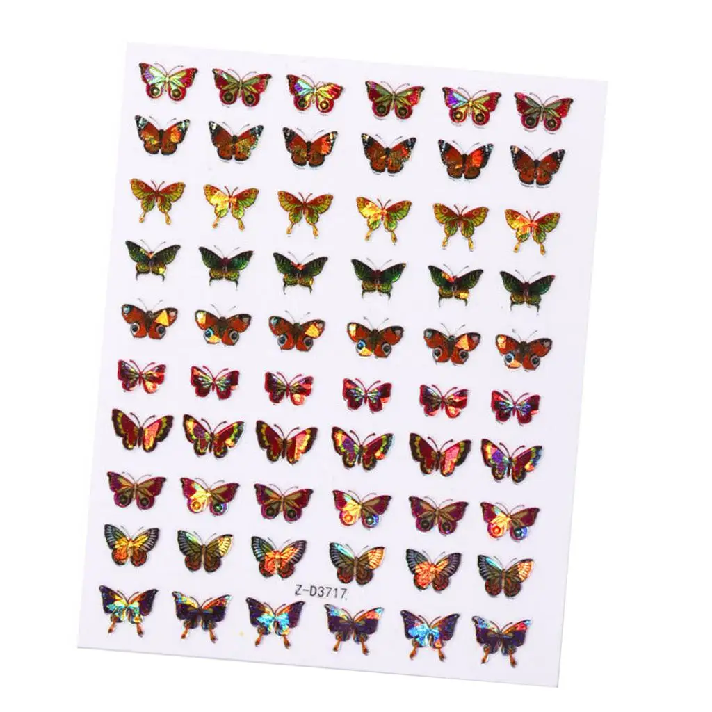 Nail Art Stickers 3D Self-Adhesive Stickers Butterfly Decals for Women Girls Kids Manicure DIY or Nail Salon, 1 Sheets