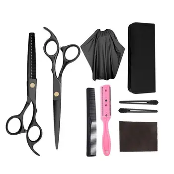 

6Inch Professional Hair Cutting Tool Thinning Shears Comb Clips Cape Hairdressing Scissors Kit for Barber Salon Home Use