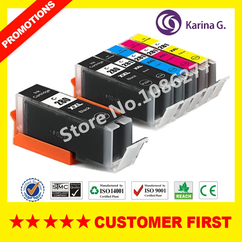 Совместимый с Canon PGI280 CLI281 PGI-280 CLI-281 картридж для PIXMA TR7520 TR8520 TS6120 TS8120 TS9120 и т. Д. |
