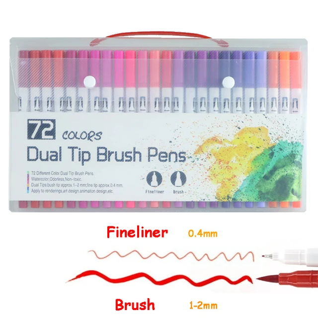 72 Pcs Colors Dual Tip Brush Marker Pens Pastel Watercolor Pen Fineliner  Art Supplies For Drawing Coloring Books Stationery - Art Markers -  AliExpress