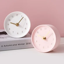 

Round Alarm Clock Modern Home Decor Bedroom Decoration Accessories Pink Ceramic Decor Room Decoration Clock Home Decoration