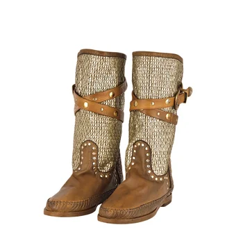 

2020 Spring Autumn Women Mid-calf Boots Flats Slip on Pu Leather Botas Mujer Invierno Australian Boots Zapatos De Mujer W13