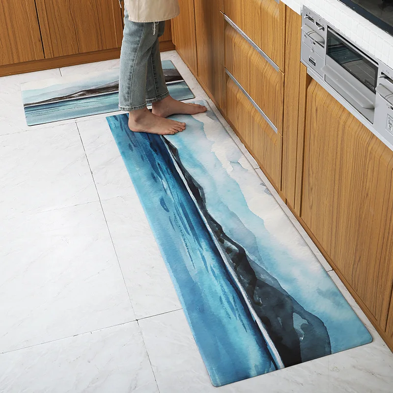 

Modern European pu leather oil-proof kitchen mats household long environmentally friendly waterproof anti-skid fatigue mats