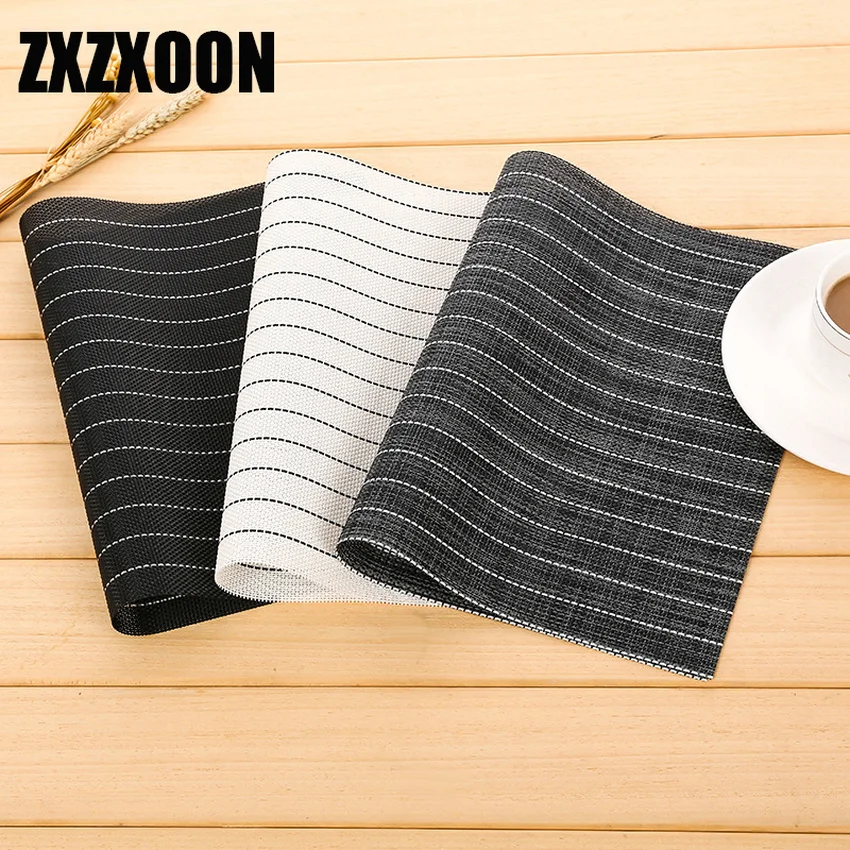 

Simple Black Grey White PVC Placemat for Dining Table Mats Pads Placemat Bowl Drink Cup Coaster Table Coaster