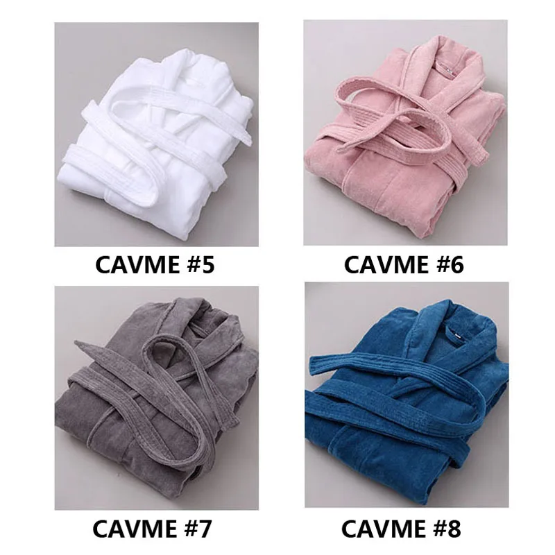 CAVME 6 Pink COLLAR Зимний халат из чистого хлопка, махровый халат, утолщенный халат для отеля, купальный халат, кимоно, Одноцветный, размера плюс, 90 кг, логотип на заказ - Цвет: CAVME 6 Pink COLLAR
