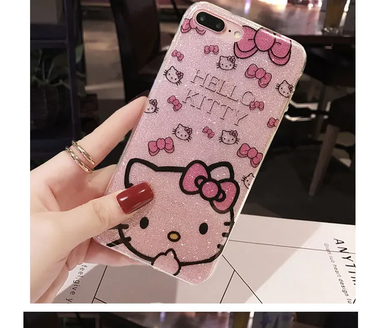 Милый мультяшный чехол hello kitty для телефона Apple, тонкий и мягкий силиконовый защитный чехол для Iphone 6 7 8 S Plus X XR XS XSMAX