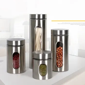 

Tea Snacks Dried Fruit Grains Cereal Tank Sealed Stainless Steel Storage Jars Food Storage Boxes Container Sets Home Kitchen