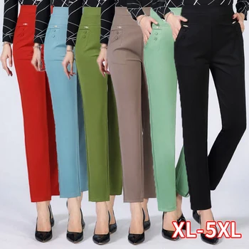 

Summer Thin Pants Plus Size Business Formal Women Trousers Slim Female Work Wear Office Lady Career Plus Size High Waist Pants