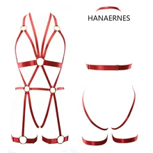 HANAERNES Ladies Sexy Bondage Lingerie Set Punk Gothic Body Strap Bra Tops Cage Harness Resize Festive Carnival Women Suspenders