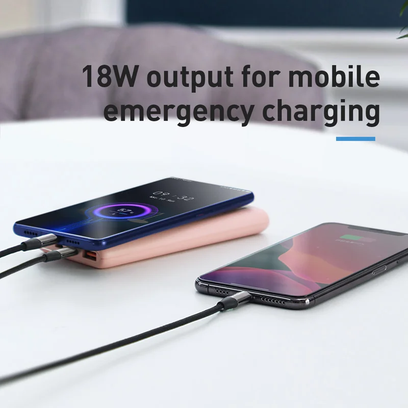 Baseus 18 Вт USB PD power Bank 10000 мАч для iPhone Xiaomi Dual-Way Quick Charge 3,0 power bank портативное зарядное устройство