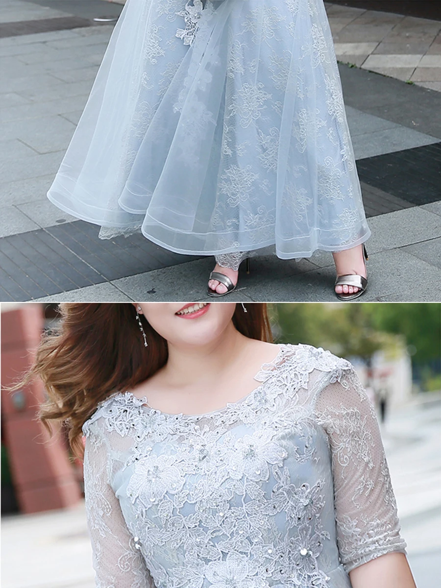 Платья с аппликацией для официального приема Кристалл Robe De Soiree размера плюс половина рукава женские вечерние платья Цветы o-образным вырезом вечернее платье T056