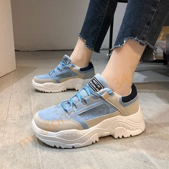 

Women Casual Sneakers Spring Autumn Sneakers Breathable Vulcanize Shoes Lace Up Female shoes Comrfortable Platform Shoes Women