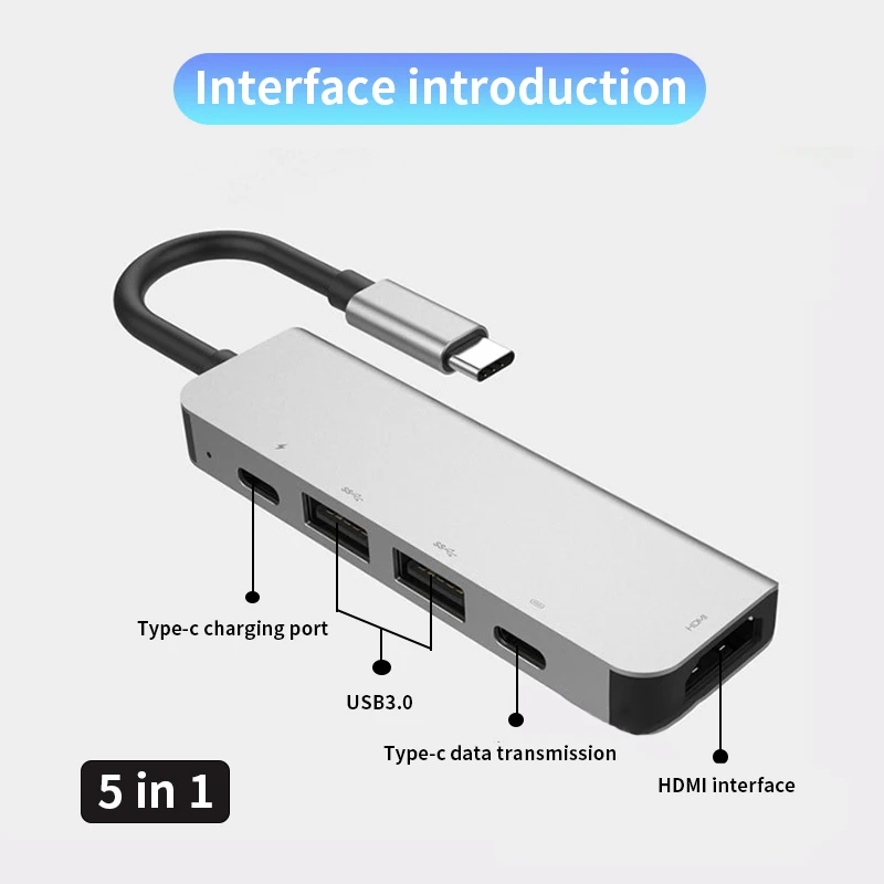 

High Speed 5-Port USB3.0 HUB 4K HDMI HDTV OTG USB-CAdapter Micro PD Charging Port for Smartphone iMac Laptop Desktop Accessorie