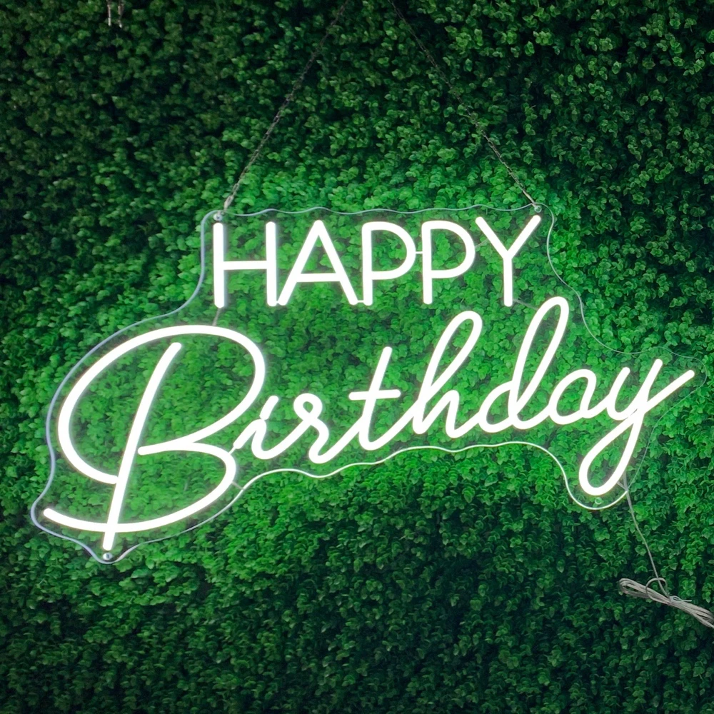Custom Made Happy Birthday LED Neon Sign Wall Light Party Wedding Shop Window Restaurant Decoration