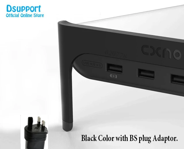 BS Plug-USB3.0-Black Настольный монитор, подставка для ноутбука, нескользящая настольная подставка с 4 портами USB 3,0, концентратор, передача данных и быстрое зарядное устройство - Цвет: BS Plug-USB3.0-Black