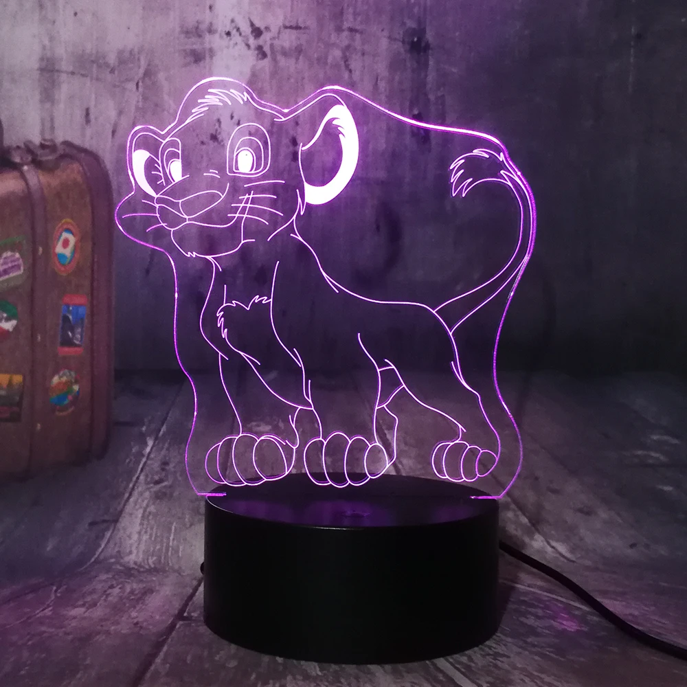 

The Lion King Lovely Little Simba 3D LED Illusion Night Light 7 Colors Desk Lamp Bedroom Decor Child Kids Boy Toy Christmas Gift