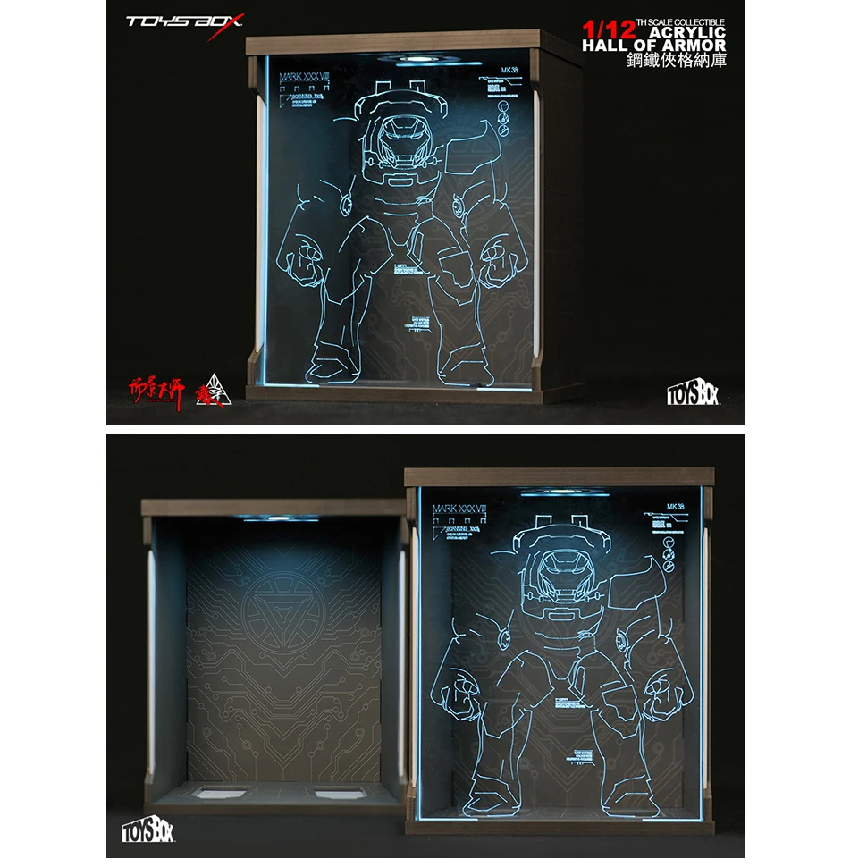 Игрушки-коробка для 6-дюймового солдата 1/12 comicave Железный человек Guraku пылезащитный дисплей коробка для 6 дюймов Железный человек MK38
