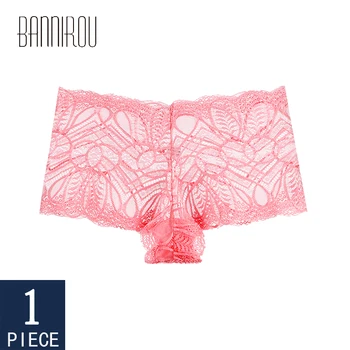 

BANNIROU Sexy Lace Boyshorts For Women Seamless Underwear Panties Female Underwear With 100% Cotton Crotch Sexy Panties 1 Piece
