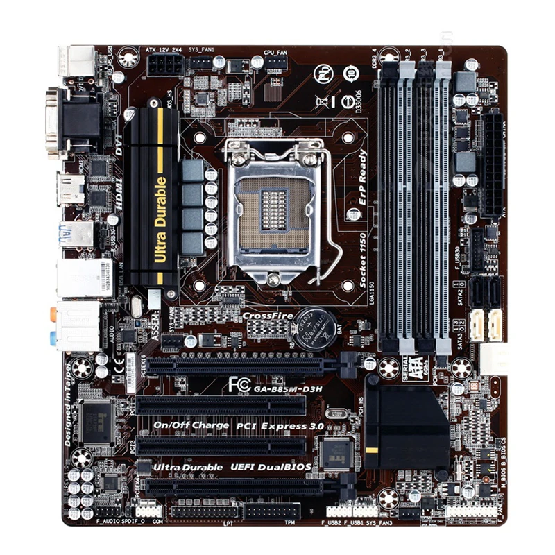 Для материнской платы Gigabyte B85M-D3H для настольных ПК Чипсет Intel B85 LGA 1150 micro ATX DDR3 32GB SATA3.0 USB3.0 тест неповрежден