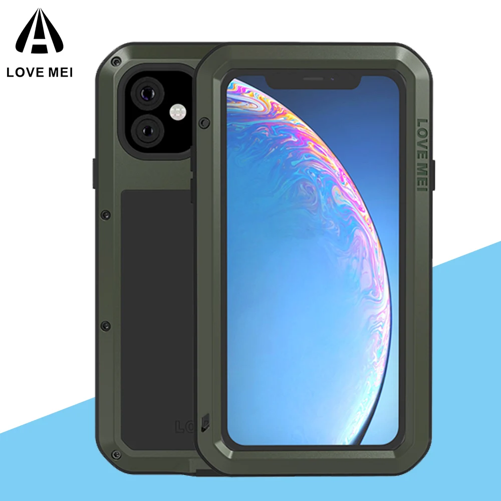 LOVE MEI Aluminum Dustproof Shockproof Phone Case For iPhone 12 11 Pro Max Heavy Duty 360 Full Protection Doom Armor Cover