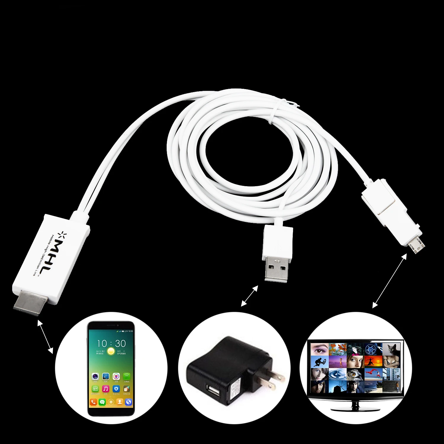 2,5 м 5Pin 11pin Micro-USB MHL к HDMI 1080P ТВ кабель адаптер для samsung htc Android сотовых телефонов разъем USB 2,0 для зарядки
