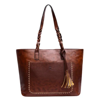 

New Women Big Capacity Storage Leather Handbag Shoulder Ladies Purse Messenger Satchel Crossbody Tote Bag Classic Bag Dark Brown