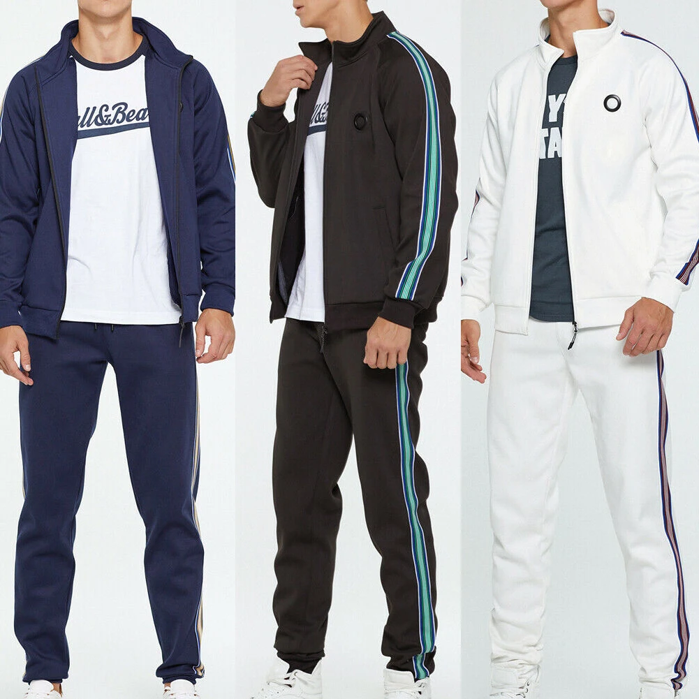 Autumn Men Tracksuits Sportswear Suits Long Sleeve Zipper Athletic Jacket+Jogging Running Pants 2Pcs Active Men Running Sets