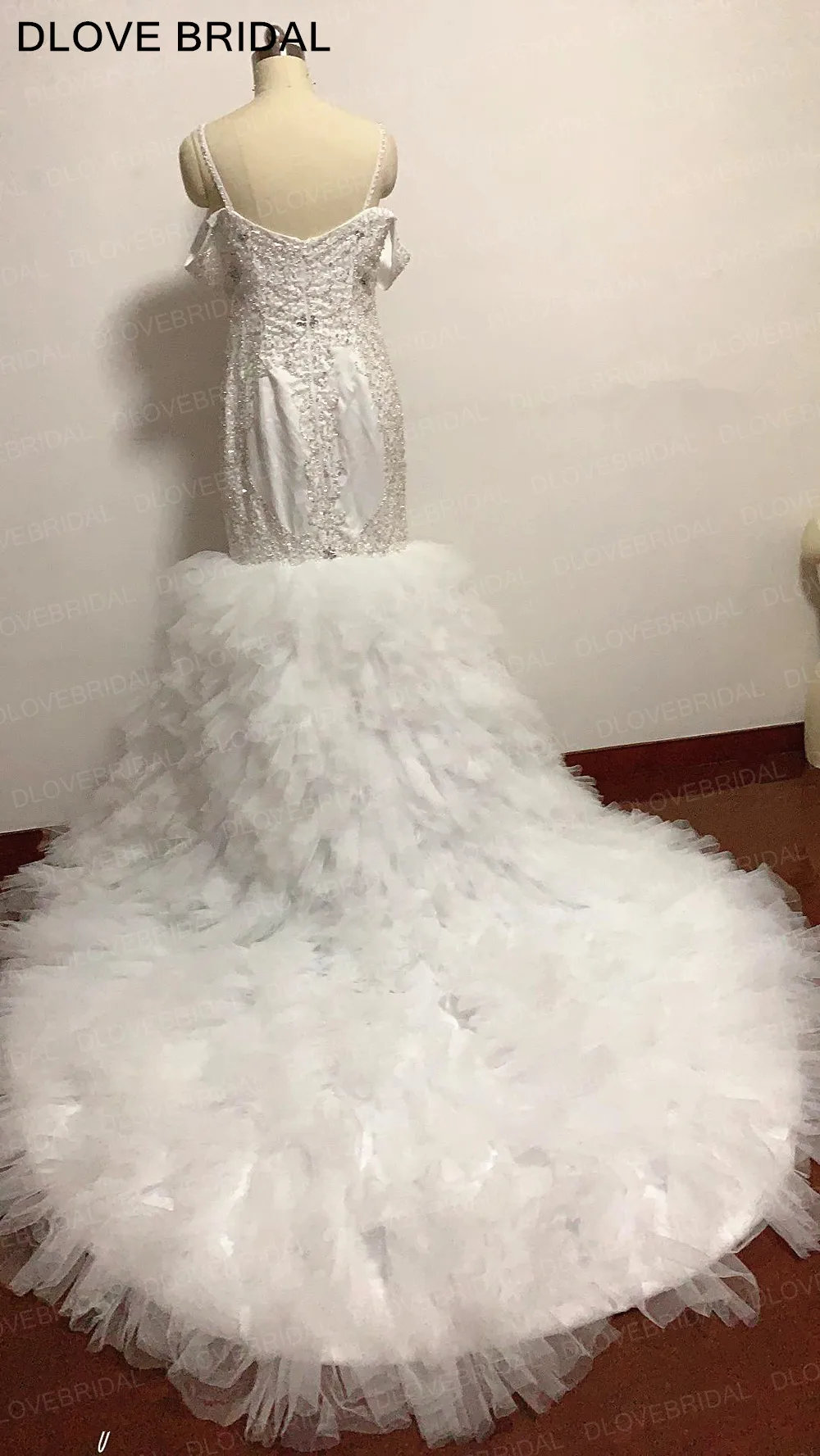 Роскошное Кристальное свадебное платье русалки на тонких бретельках, Vestido De Noiva, высокое качество, на заказ, свадебное платье с оборками, реальные фотографии