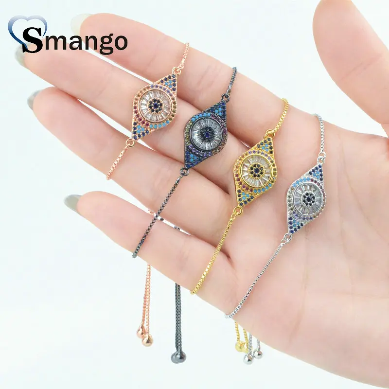 

Wholesale Copper Micro Pave CZ Eyes Shape Charm Bracelet In 4Colors Top Quality Plating of 5PCS,B0039