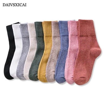 

3Pairs/lot=6Pieces Autumn Winter Socks Female Retro Solid Color Women's Socks Wild Threaded Double Needle Ladies Socks