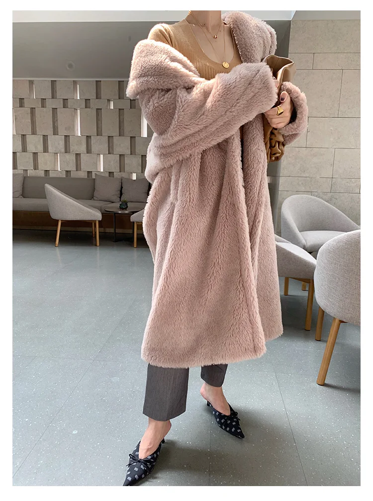 women clothing winter outerwear real coats new winter coat silhouette particles alpaca fur coat fluff it 1018