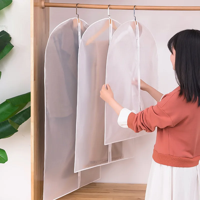 

Clothing Dust Proof Covers For home use Garment Jacket Dress Suit Coat Storage Bag Wardrobe Hanging Dust Cover Clothes Organizer