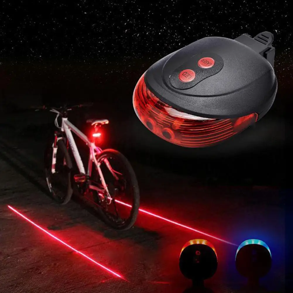 

Bicycle Safety Warning Light Light Tail Lamp Mountain Bicycle Cycle Rear Tail Warning Lamp Waterproof 5 LED 2 Lasers 3 Modes